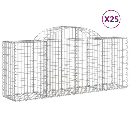 Schanskorven 25 st gewelfd 200x50x80/100 cm ijzer 25 200 x 50 x 80/100 cm