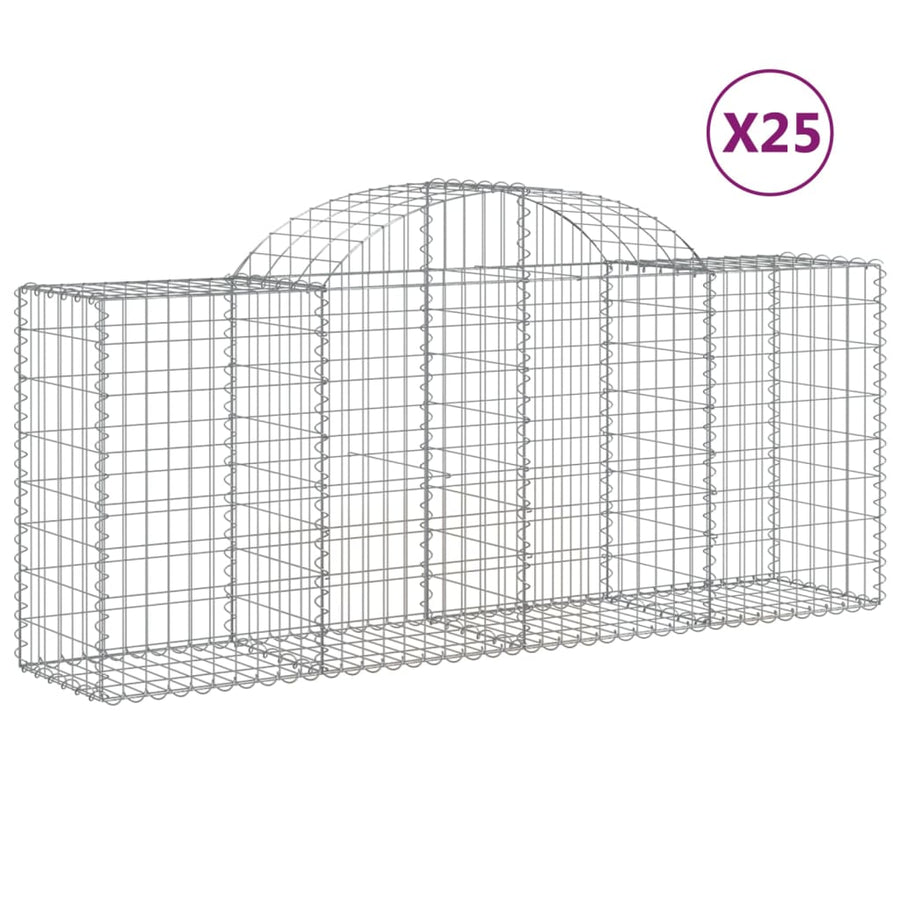Schanskorven 25 st gewelfd 200x50x80/100 cm ijzer 25 200 x 50 x 80/100 cm