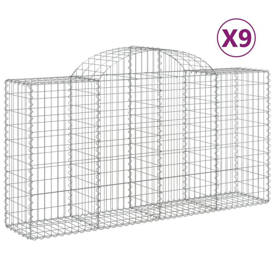 Schanskorven 9 st gewelfd 200x50x100/120 cm ijzer 9 200 x 50 x 100/120 cm