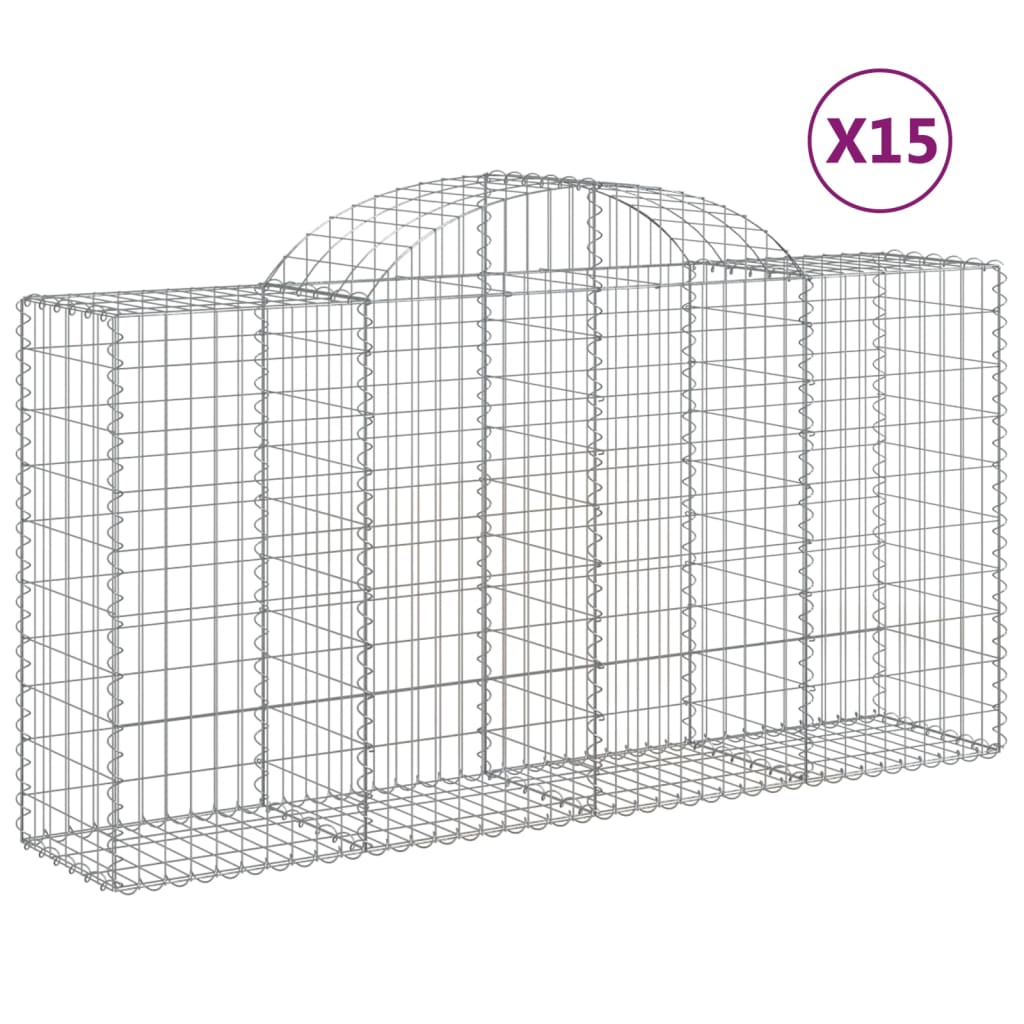 Schanskorven 15 st gewelfd 200x50x100/120 cm ijzer 15 200 x 50 x 100/120 cm