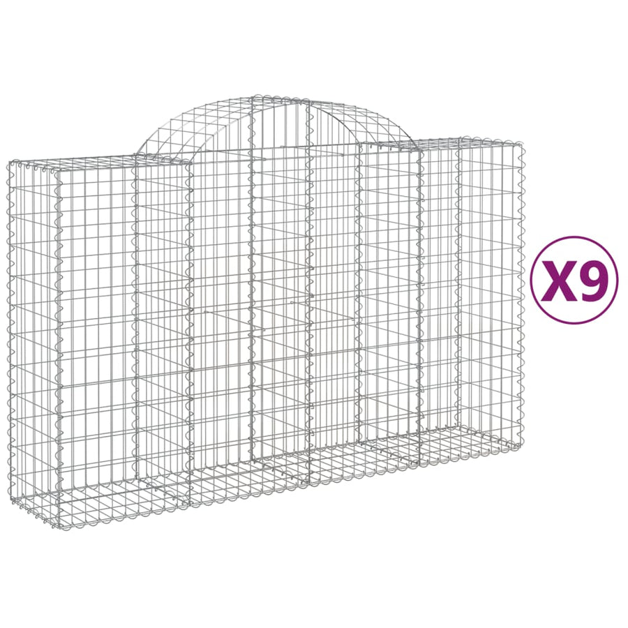 Schanskorven 9 st gewelfd 200x50x120/140 cm ijzer 9 200 x 50 x 120/140 cm