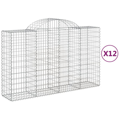Schanskorven 12 st gewelfd 200x50x120/140 cm ijzer 12 200 x 50 x 120/140 cm