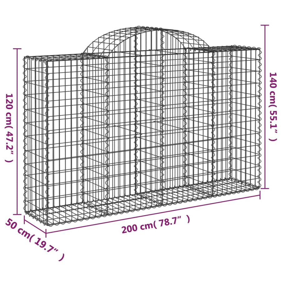 Schanskorven 12 st gewelfd 200x50x120/140 cm ijzer 12 200 x 50 x 120/140 cm