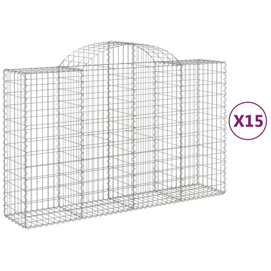 Schanskorven 15 st gewelfd 200x50x120/140 cm ijzer 15 200 x 50 x 120/140 cm