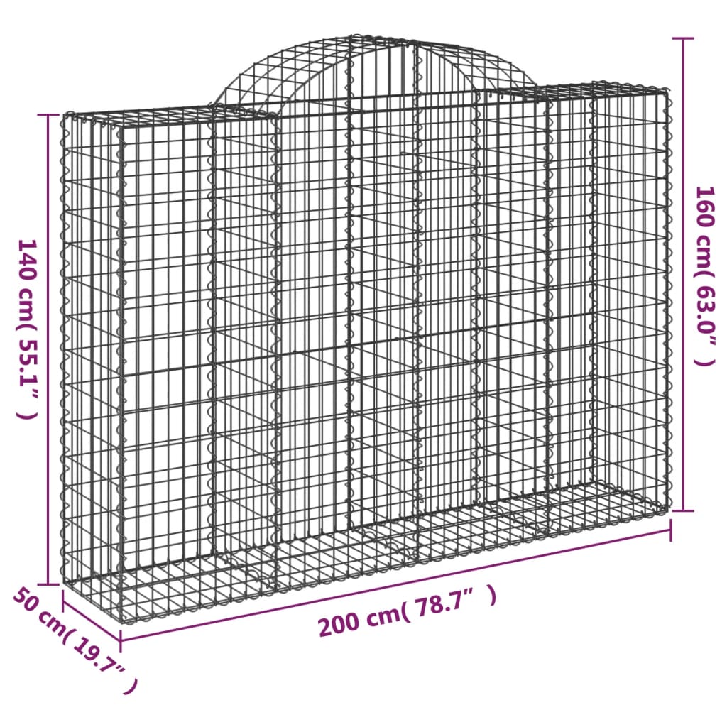 Schanskorven 2 st gewelfd 200x50x140/160 cm ijzer 2 200 x 50 x 140/160 cm