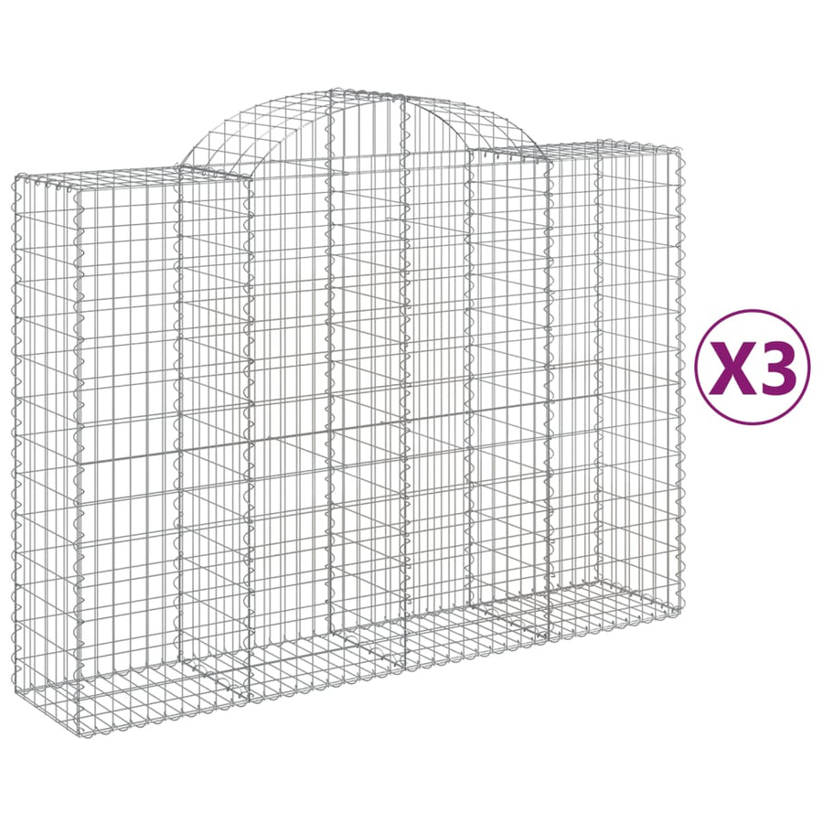Schanskorven 3 st gewelfd 200x50x140/160 cm ijzer 3 200 x 50 x 140/160 cm