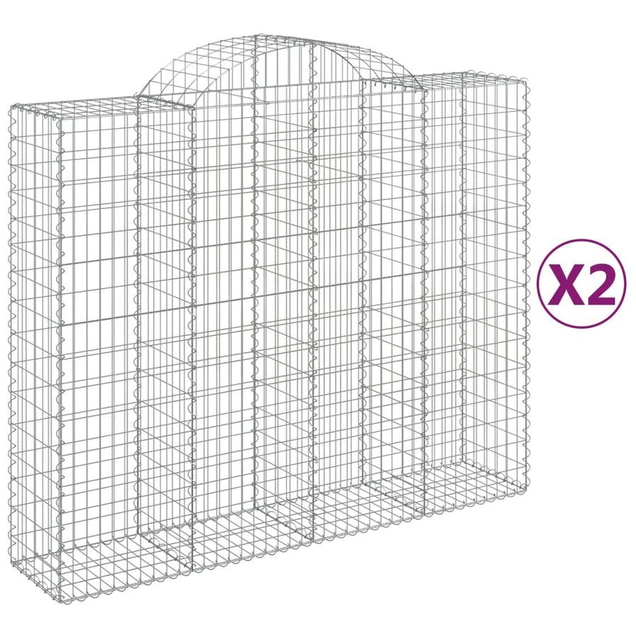 Schanskorven 2 st gewelfd 200x50x160/180 cm ijzer 2 200 x 50 x 160/180 cm