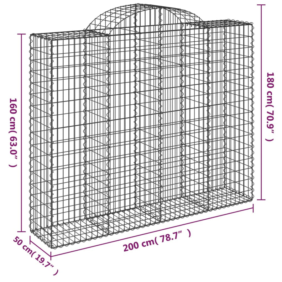 Schanskorven 2 st gewelfd 200x50x160/180 cm ijzer 2 200 x 50 x 160/180 cm
