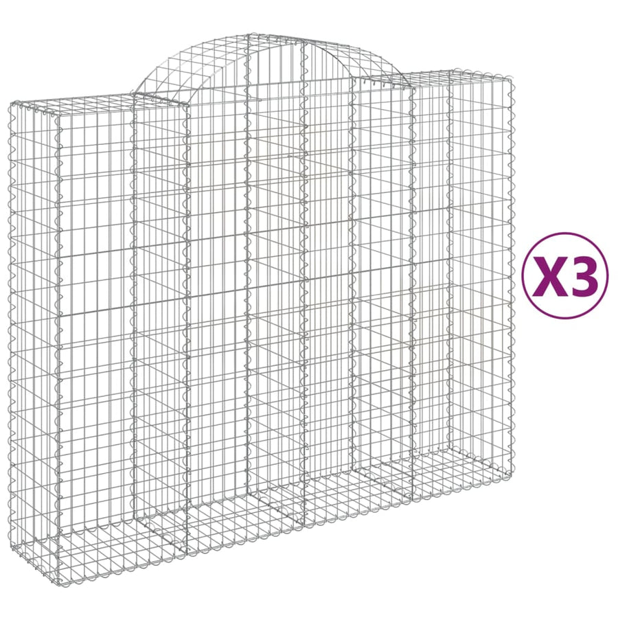 Schanskorven 3 st gewelfd 200x50x160/180 cm ijzer 3 200 x 50 x 160/180 cm