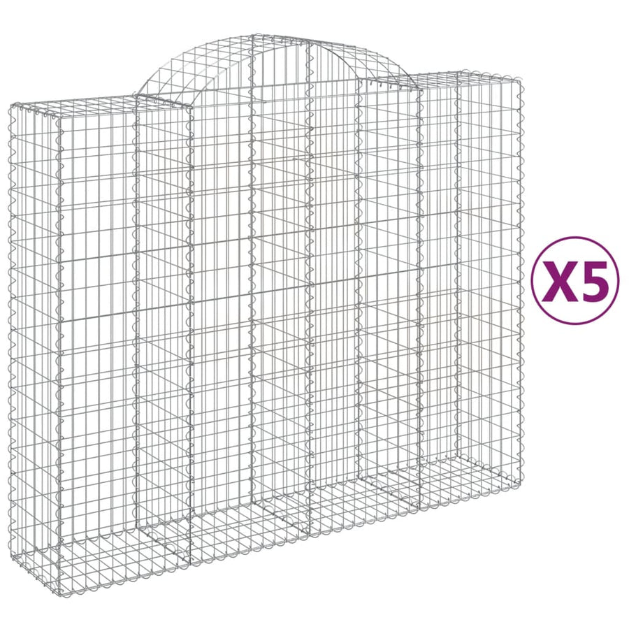 Schanskorven 5 st gewelfd 200x50x160/180 cm ijzer 5 200 x 50 x 160/180 cm