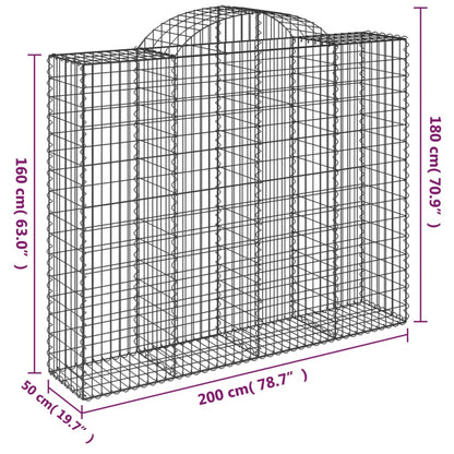 Schanskorven 5 st gewelfd 200x50x160/180 cm ijzer 5 200 x 50 x 160/180 cm