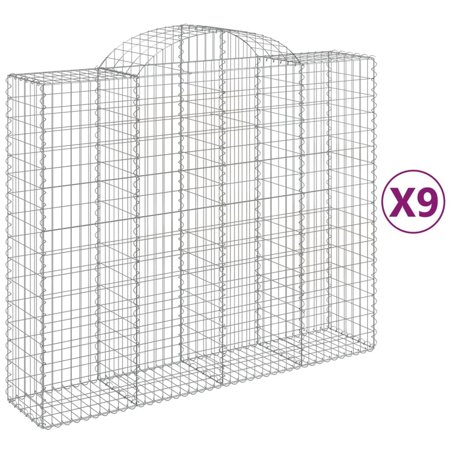 Schanskorven 9 st gewelfd 200x50x160/180 cm ijzer 9 200 x 50 x 160/180 cm