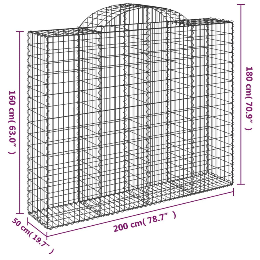 Schanskorven 15 st gewelfd 200x50x160/180 cm ijzer 15 200 x 50 x 160/180 cm