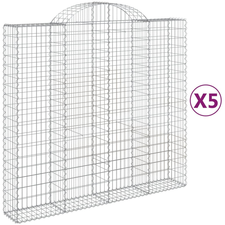 Schanskorven 5 st gewelfd 200x50x180/200 cm ijzer 5 200 x 50 x 180/200 cm