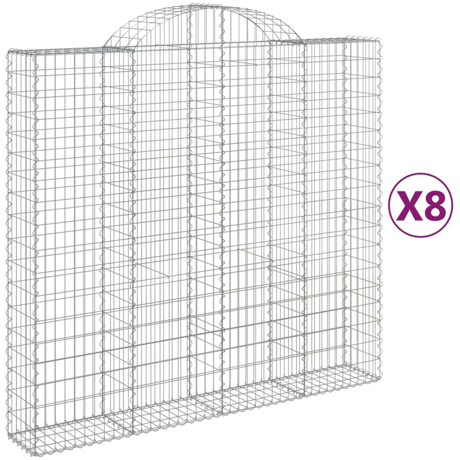 Schanskorven 8 st gewelfd 200x50x180/200 cm ijzer 8 200 x 50 x 180/200 cm
