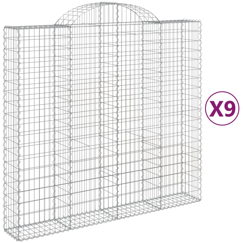 Schanskorven 9 st gewelfd 200x50x180/200 cm ijzer 9 200 x 50 x 180/200 cm