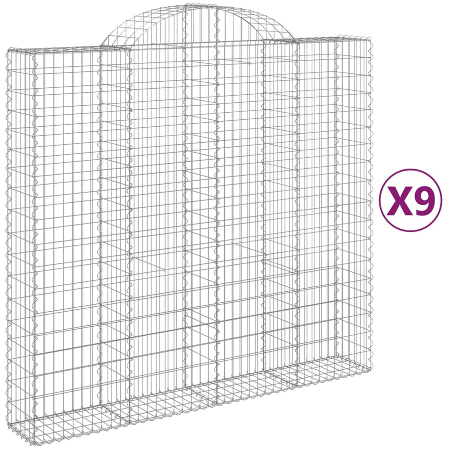 Schanskorven 9 st gewelfd 200x50x180/200 cm ijzer 9 200 x 50 x 180/200 cm