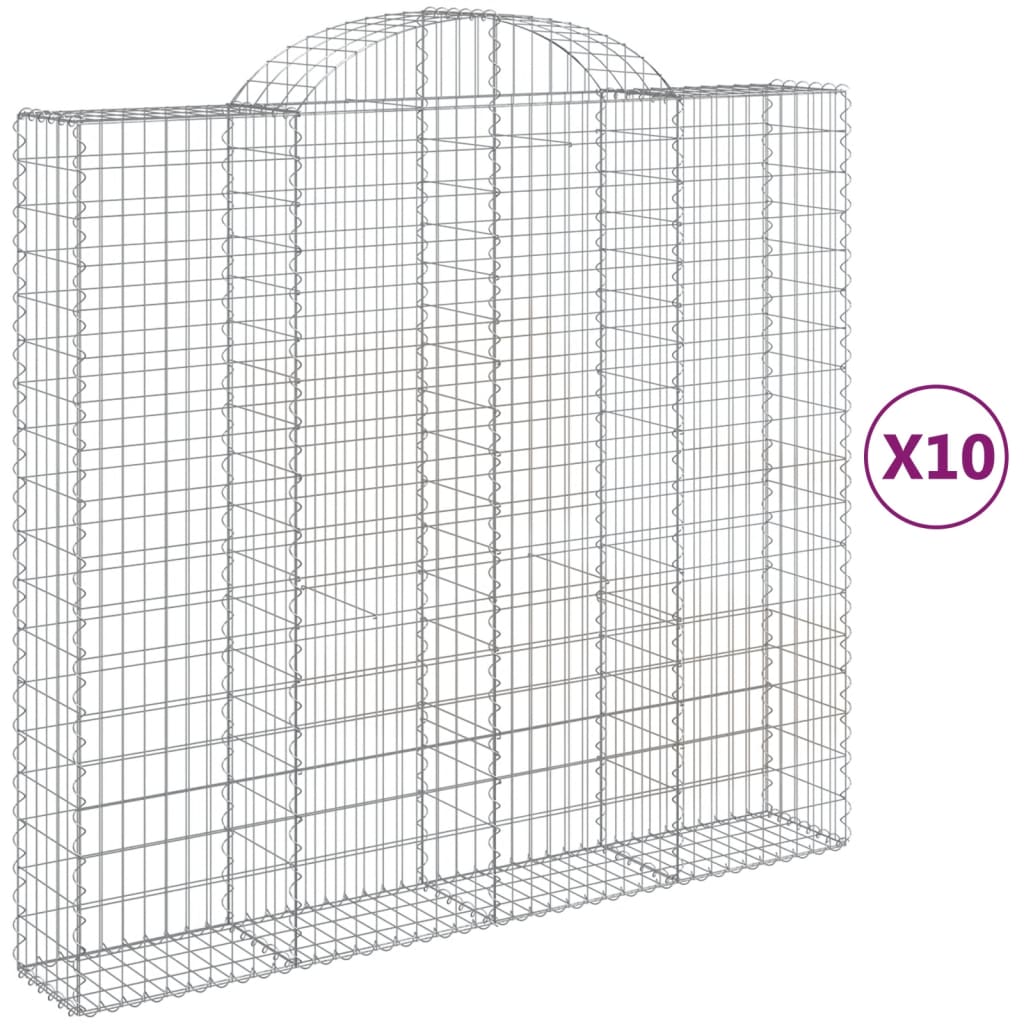 Schanskorven 10 st gewelfd 200x50x180/200 cm ijzer 10 200 x 50 x 180/200 cm