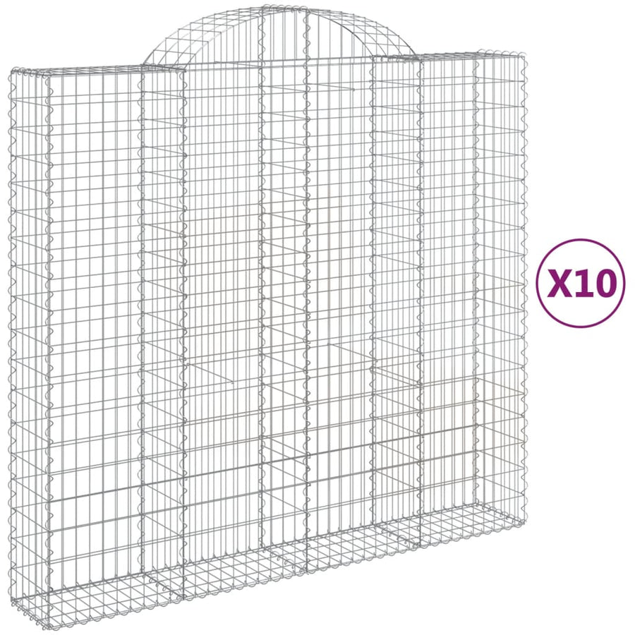 Schanskorven 10 st gewelfd 200x50x180/200 cm ijzer 10 200 x 50 x 180/200 cm