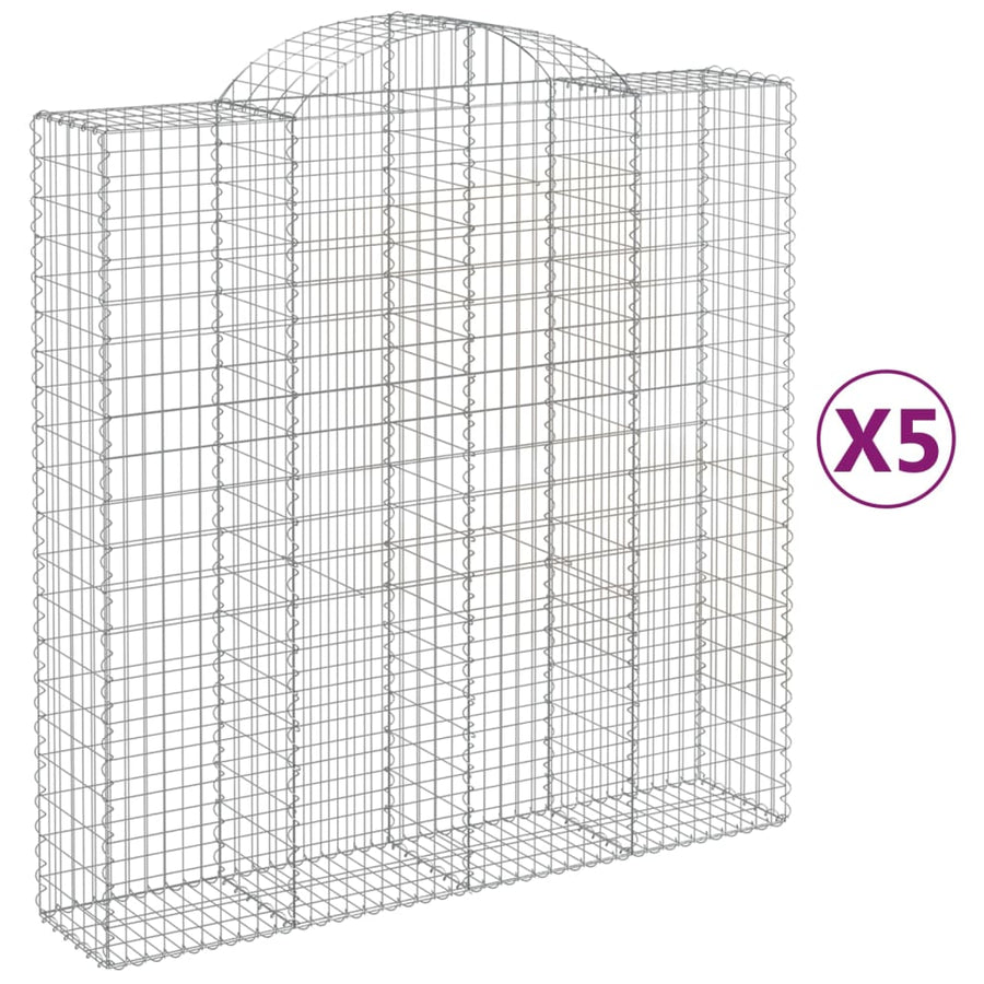 Schanskorven 5 st gewelfd 200x50x200/220 cm ijzer 5 200 x 50 x 200/220 cm