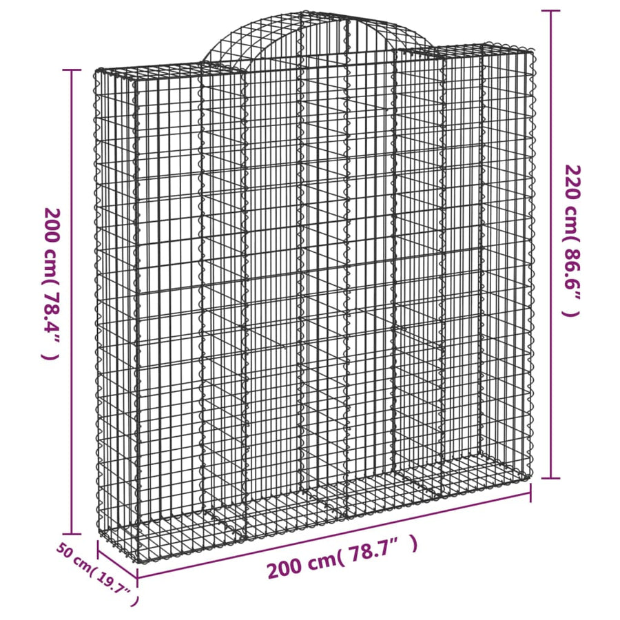 Schanskorven 7 st gewelfd 200x50x200/220 cm ijzer 7 200 x 50 x 200/220 cm
