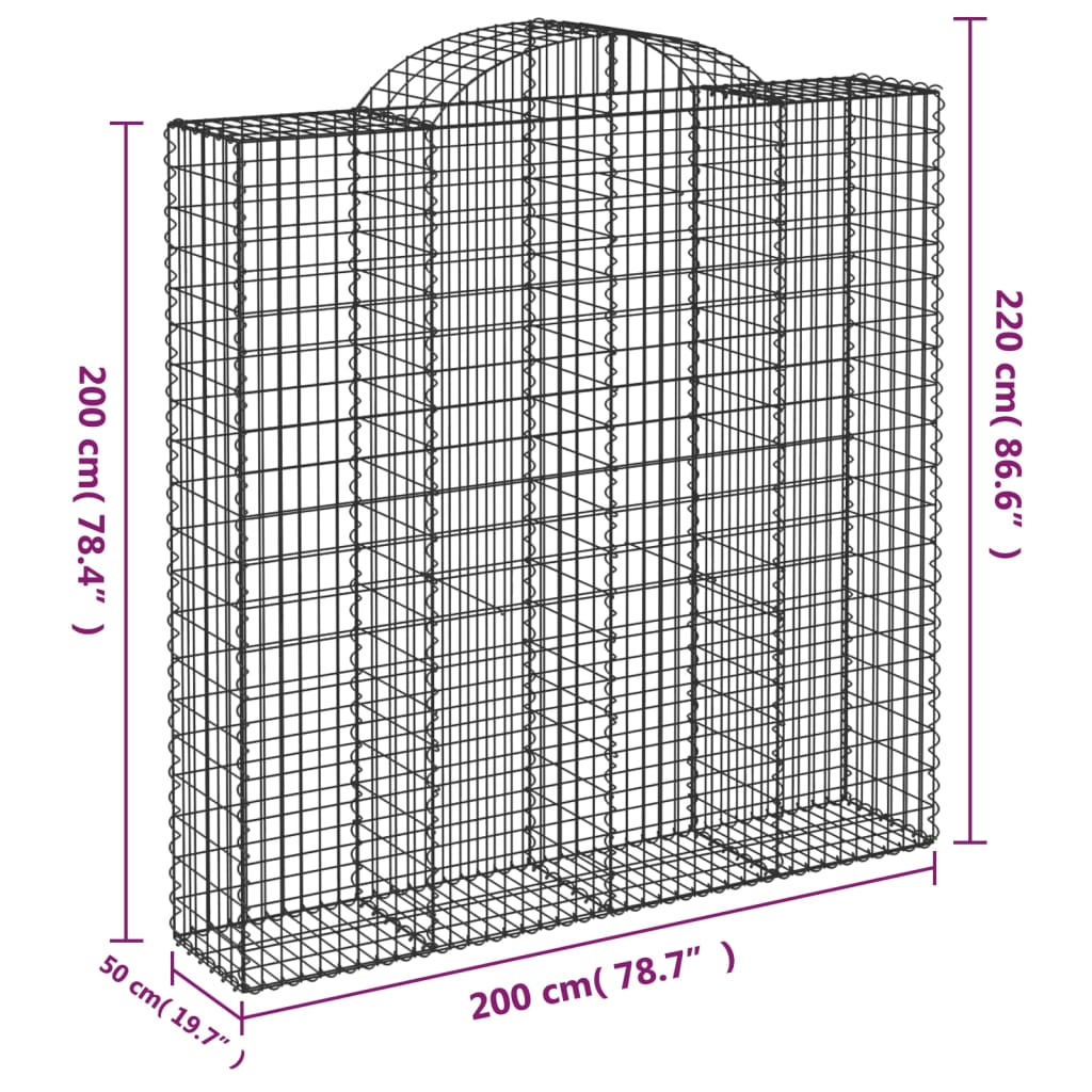 Schanskorven 9 st gewelfd 200x50x200/220 cm ijzer 9 200 x 50 x 200/220 cm