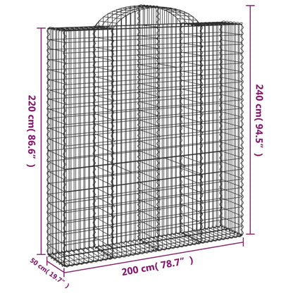 Schanskorven 2 st gewelfd 200x50x220/240 cm ijzer 2 200 x 50 x 220/240 cm