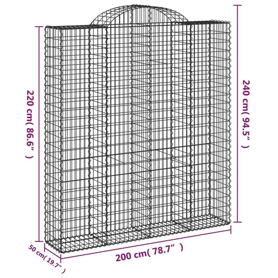 Schanskorven 7 st gewelfd 200x50x220/240 cm ijzer 7 200 x 50 x 220/240 cm