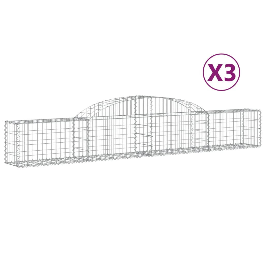 Schanskorven 3 st gewelfd 300x30x40/60 cm gegalvaniseerd ijzer 3 300 x 30 x 40/60 cm