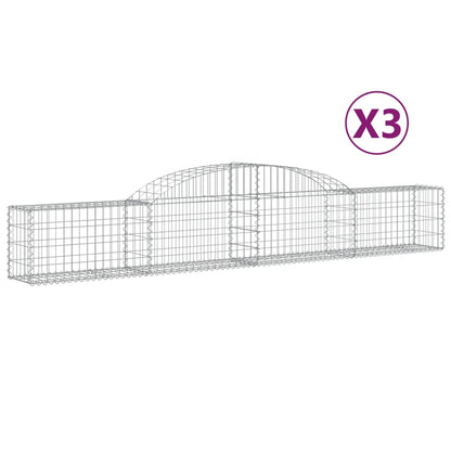 Schanskorven 3 st gewelfd 300x30x40/60 cm gegalvaniseerd ijzer 3 300 x 30 x 40/60 cm