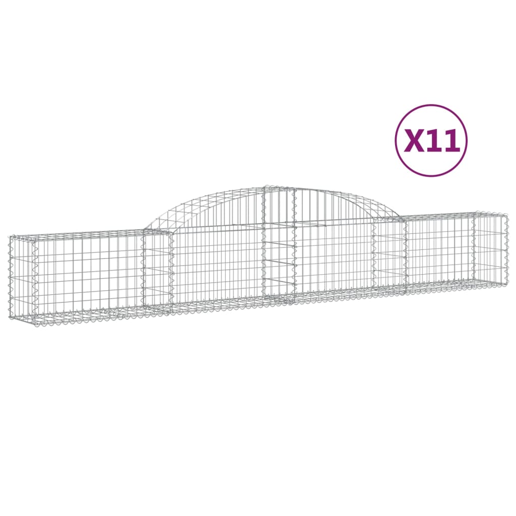 Schanskorven 11 st gewelfd 300x30x40/60 cm gegalvaniseerd ijzer 11 300 x 30 x 40/60 cm