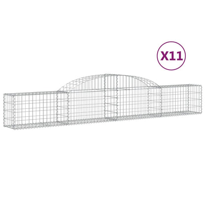 Schanskorven 11 st gewelfd 300x30x40/60 cm gegalvaniseerd ijzer 11 300 x 30 x 40/60 cm