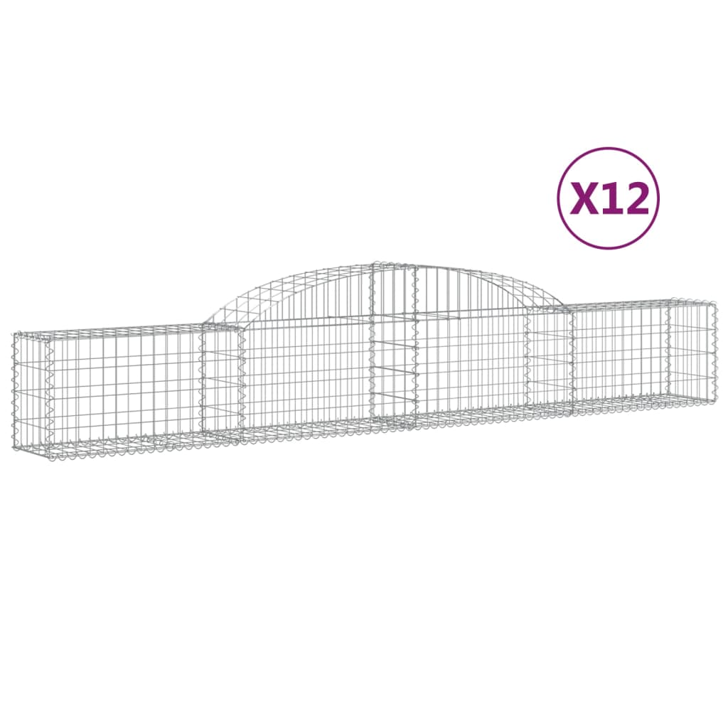 Schanskorven 12 st gewelfd 300x30x40/60 cm gegalvaniseerd ijzer 12 300 x 30 x 40/60 cm