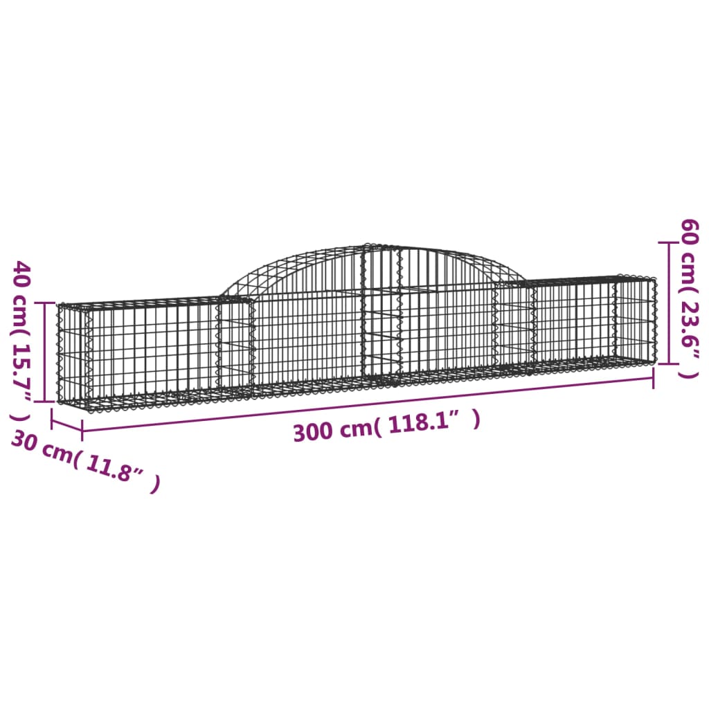 Schanskorven 12 st gewelfd 300x30x40/60 cm gegalvaniseerd ijzer 12 300 x 30 x 40/60 cm