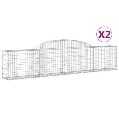 Schanskorven 2 st gewelfd 300x30x60/80 cm gegalvaniseerd ijzer 2 300 x 30 x 60/80 cm