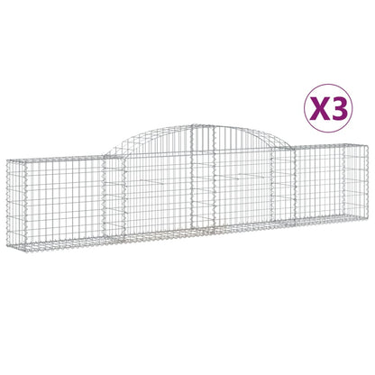 Schanskorven 3 st gewelfd 300x30x60/80 cm gegalvaniseerd ijzer 3 300 x 30 x 60/80 cm