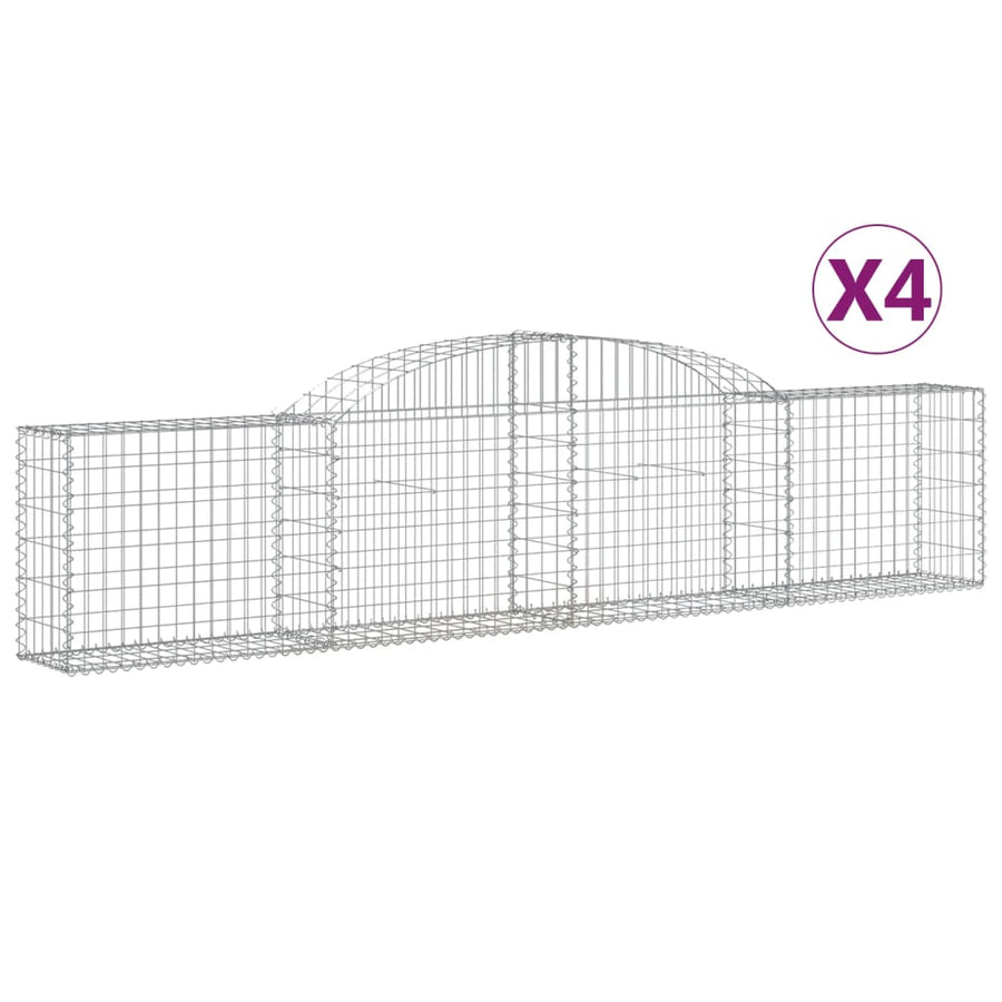 Schanskorven 4 st gewelfd 300x30x60/80 cm gegalvaniseerd ijzer 4 300 x 30 x 60/80 cm