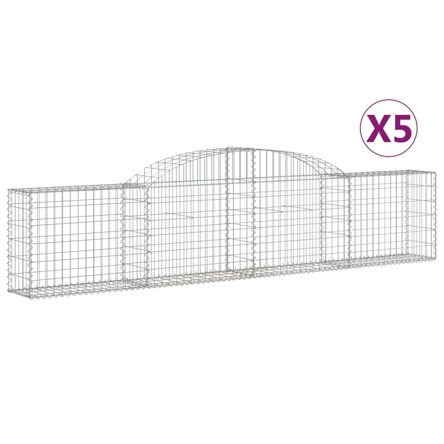 Schanskorven 5 st gewelfd 300x30x60/80 cm gegalvaniseerd ijzer 5 300 x 30 x 60/80 cm