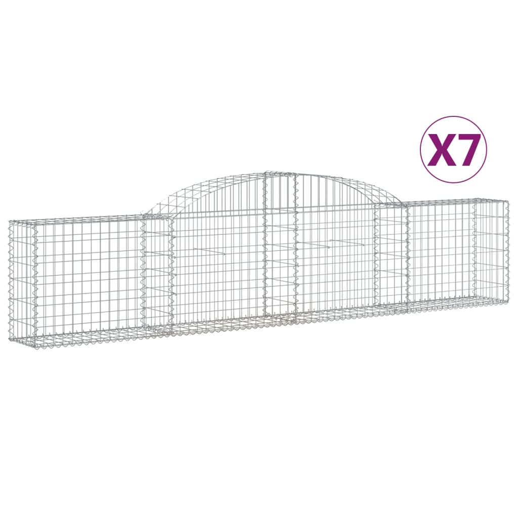 Schanskorven 7 st gewelfd 300x30x60/80 cm gegalvaniseerd ijzer 7 300 x 30 x 60/80 cm