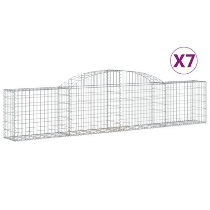 Schanskorven 7 st gewelfd 300x30x60/80 cm gegalvaniseerd ijzer 7 300 x 30 x 60/80 cm