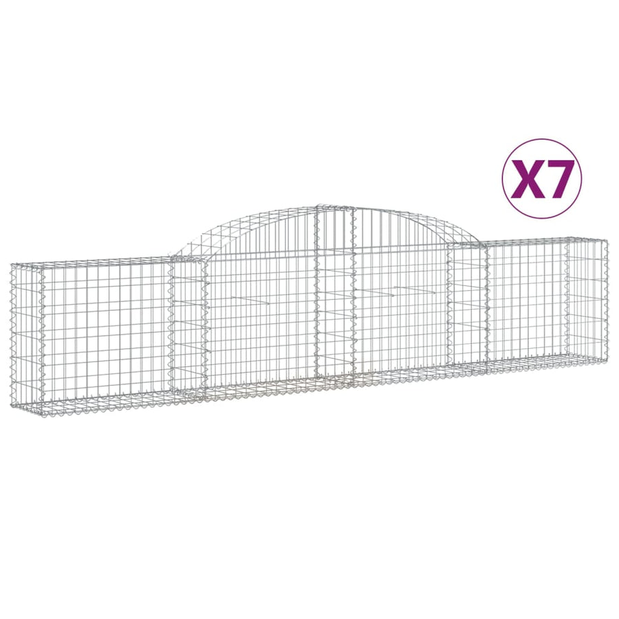 Schanskorven 7 st gewelfd 300x30x60/80 cm gegalvaniseerd ijzer 7 300 x 30 x 60/80 cm