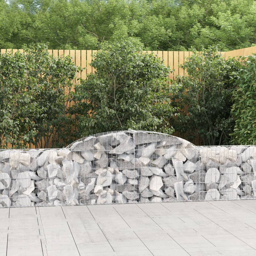 Schanskorven 7 st gewelfd 300x30x60/80 cm gegalvaniseerd ijzer 7 300 x 30 x 60/80 cm