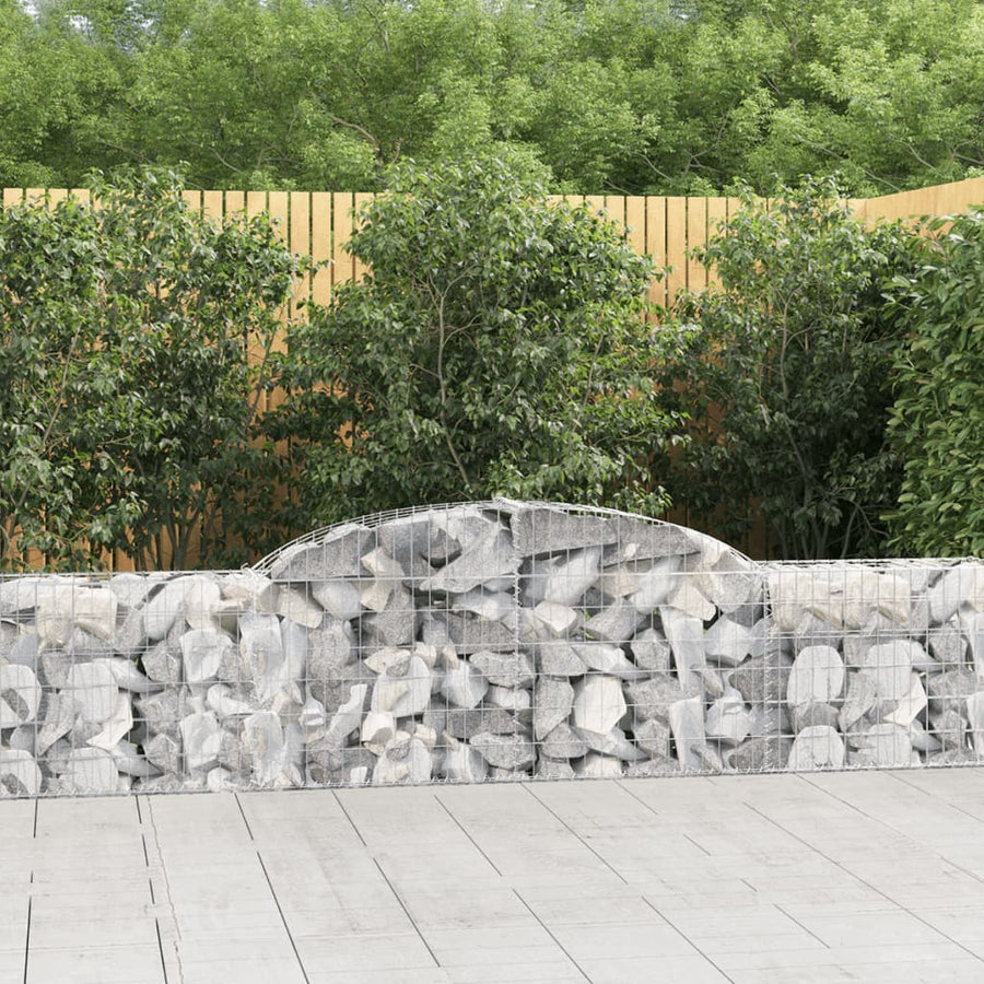Schanskorven 8 st gewelfd 300x30x60/80 cm gegalvaniseerd ijzer 8 300 x 30 x 60/80 cm