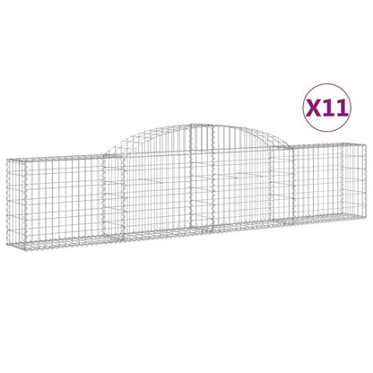Schanskorven 11 st gewelfd 300x30x60/80 cm gegalvaniseerd ijzer 11 300 x 30 x 60/80 cm