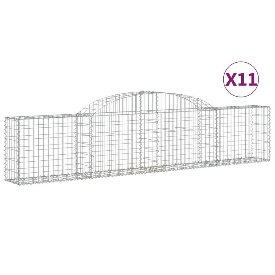 Schanskorven 11 st gewelfd 300x30x60/80 cm gegalvaniseerd ijzer 11 300 x 30 x 60/80 cm