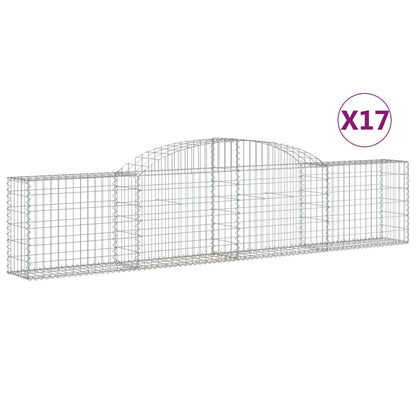 Schanskorven 17 st gewelfd 300x30x60/80 cm gegalvaniseerd ijzer 17 300 x 30 x 60/80 cm