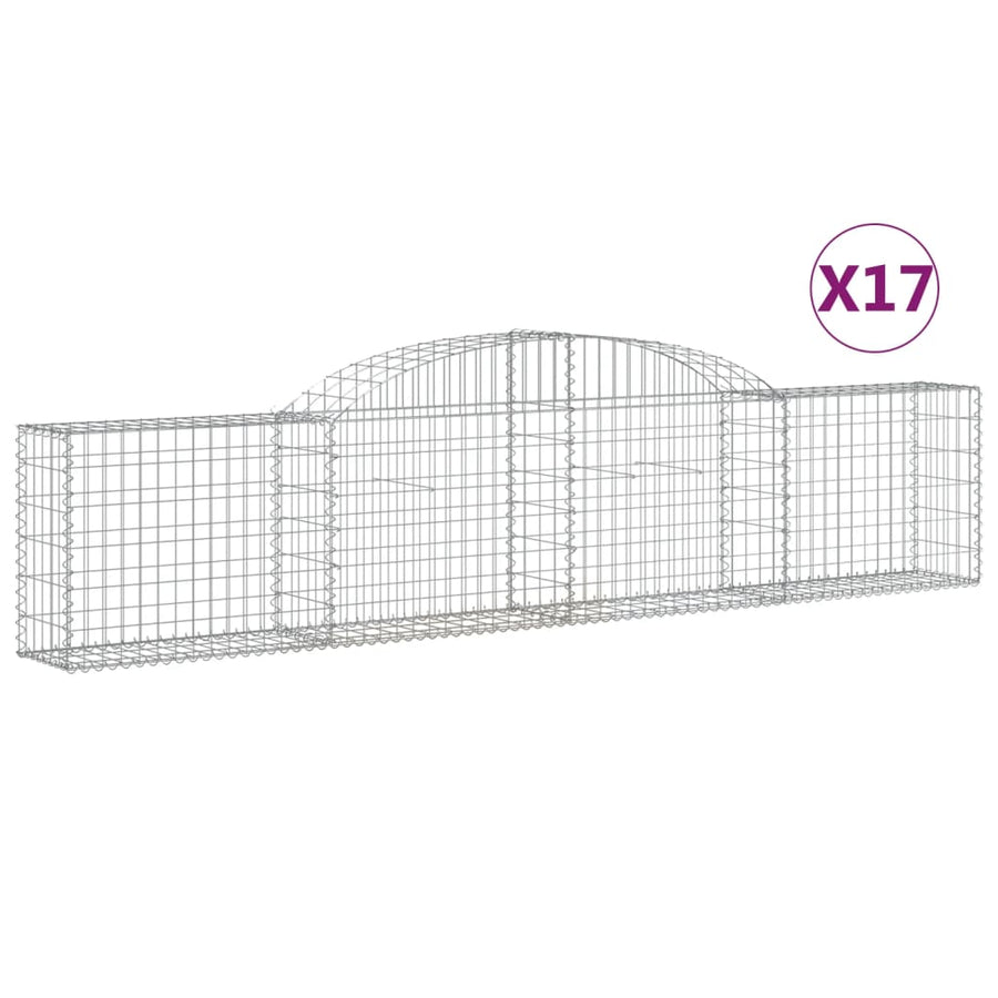 Schanskorven 17 st gewelfd 300x30x60/80 cm gegalvaniseerd ijzer 17 300 x 30 x 60/80 cm