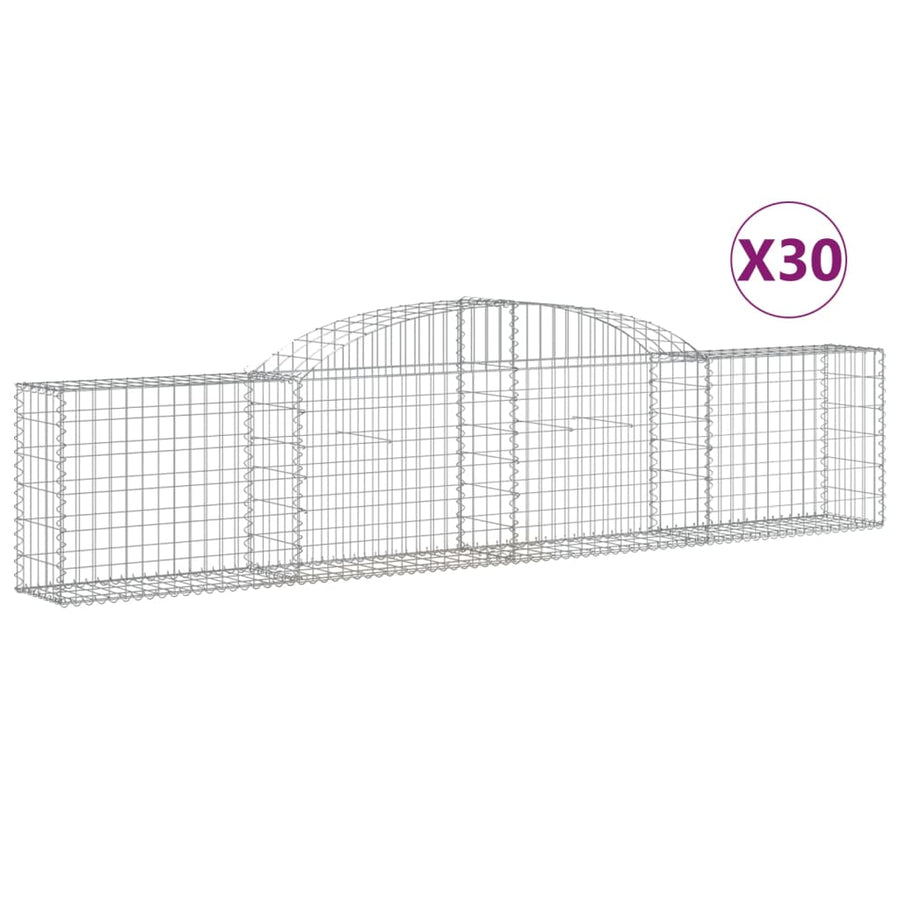 Schanskorven 30 st gewelfd 300x30x60/80 cm gegalvaniseerd ijzer 30 300 x 30 x 60/80 cm