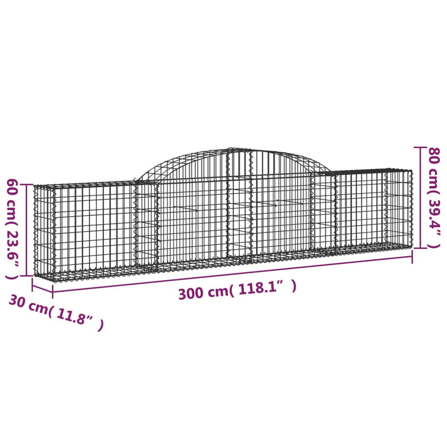 Schanskorven 30 st gewelfd 300x30x60/80 cm gegalvaniseerd ijzer 30 300 x 30 x 60/80 cm