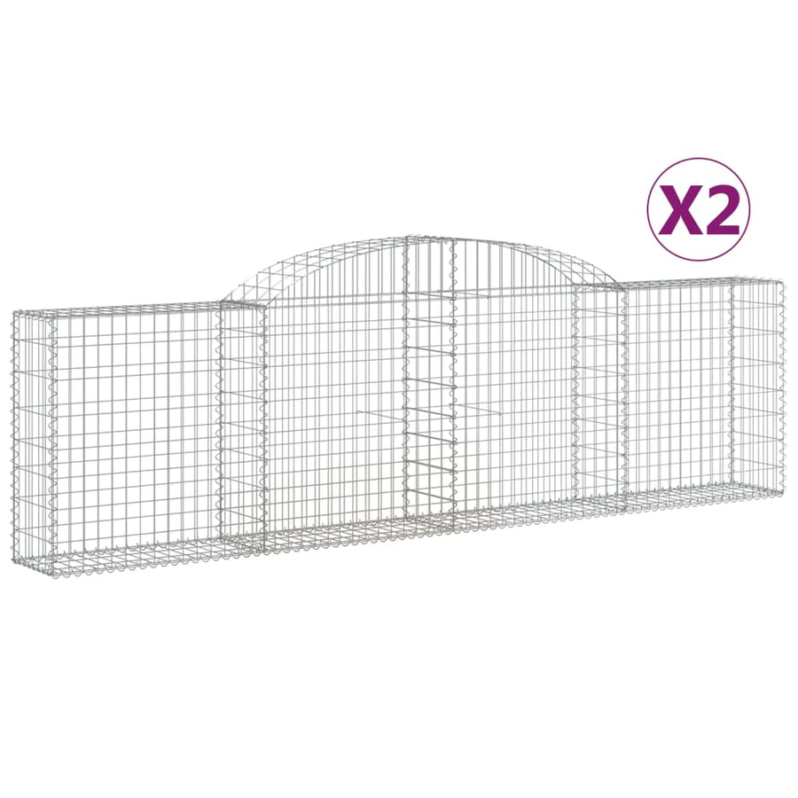 Schanskorven 2 st gewelfd 300x30x80/100 cm gegalvaniseerd ijzer 2 300 x 30 x 80/100 cm